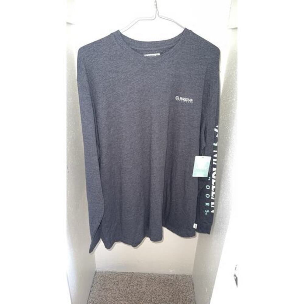 This is a Magellan Outdoors Boyfriend Fit Long Sleeve Shirt in a dark gray